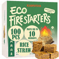 KAMVIVA Fire Starters Rice Straw Food Grade Wax 100 Squares Natural by Deal US