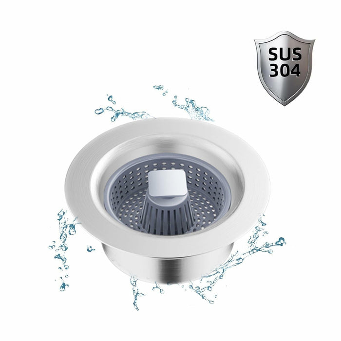 304 Stainless Steel Sink Strainer Basket with Stopper Lid 3.5 Inch Drain Silver by Deal US
