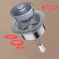 304 Stainless Steel Sink Strainer Basket with Stopper Lid 3.5 Inch Drain Silver by Deal US