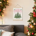 North Pole Village Christmas Wall Decor Pink Bows 12x16 Inch Farmhouse Art by Deal US