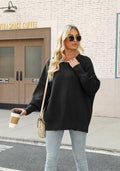 Women’s 2024 Fall Oversized Ripped Knit Sweater White Pullover Top Size M by Deal US