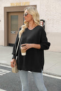Women’s 2024 Fall Oversized Ripped Knit Sweater White Pullover Top Size M by Deal US