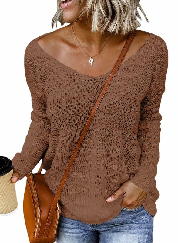 Dokotoo Womens V-Neck Off Shoulder Striped Ribbed Knit Pullover Black Size L by Deal US