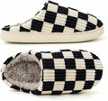 kissxiaoya Unisex Plaid Memory Foam House Slippers Black Size 4-4.5 by Deal US