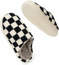 kissxiaoya Unisex Plaid Memory Foam House Slippers Black Size 4-4.5 by Deal US