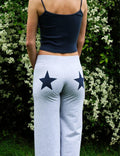 HeSaYep Women's Wide Leg Baggy Sweatpants Embroidered Stars Grey Size S by Deal US