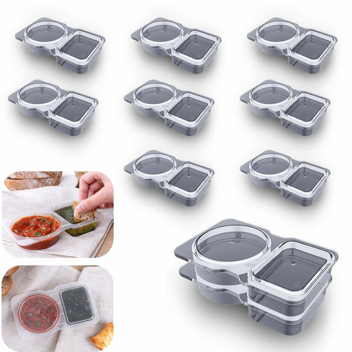 VOUKEN Double Compartment Snack Containers with Lids Transparent 10PCS by Deal US