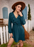 Boho Women's A-Line Mini Skater Dress High Waist Elastic Waistband Royal Size L by Deal US