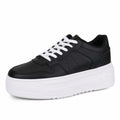 JABASIC Women Platform Sneakers Low Top Lace Up Walking Shoes Black Size 7 by Deal US