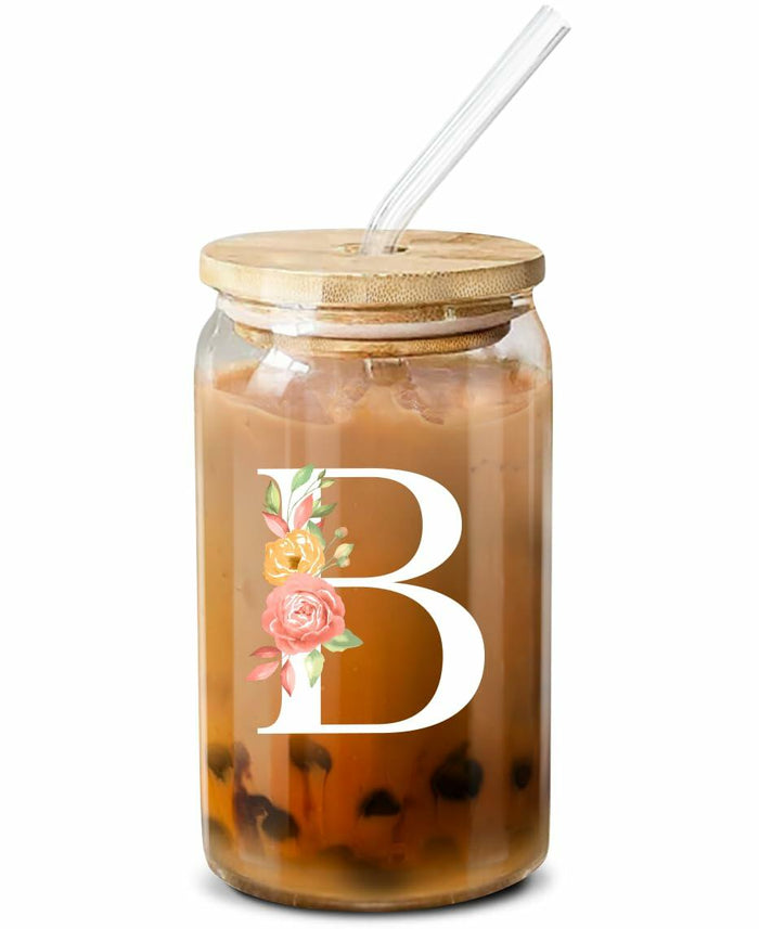 NewEleven Personalized Monogrammed Coffee Glass 16oz Letter D Women by Deal US
