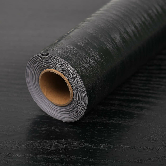LOVADA Peel and Stick Black Wood Wallpaper 17.5x100 Inch Self Adhesive by Deal US