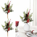 RoseCraft 2PCS Red Berry Flower Stems 16.5in Christmas Decorations by Deal US