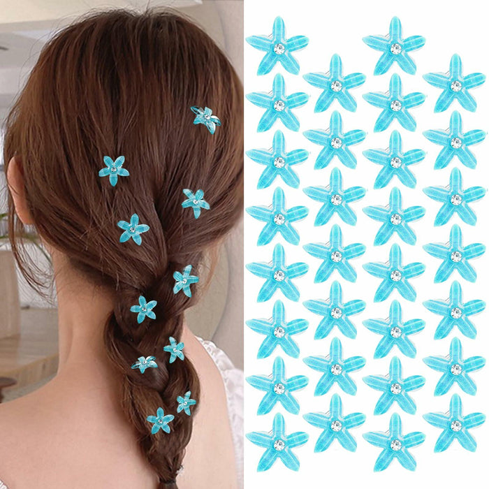 CUBACO 30pcs Mini Rhinestone Hair Clips Crystal Bridal Flower Clips by Deal US