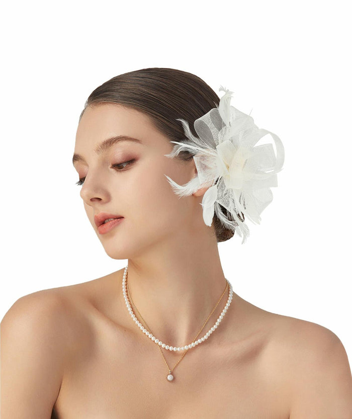 globazoe Fascinator Derby Hat Women Vintage Headband Hair Accessory Beige by Deal US