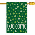 ZAEW St. Patrick's Day Shamrocks Burlap House Flag 28x40 Inch Green Double Sided by Deal US