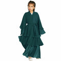Muslim Girl Abaya Kaftan Dress Dark Green 7-8Y Long Sleeve Eid Ramadan Wear by Deal US