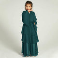 Muslim Girl Abaya Kaftan Dress Dark Green 7-8Y Long Sleeve Eid Ramadan Wear by Deal US