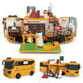 Kids Dollhouse Playset Portable School Bus with 46 Accessories Multicolor by Deal US