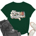 Merry Christmas Family Tee Shirt Women Vintage Xmas Top Green Size L by Deal US