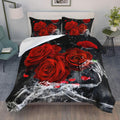 AILONEN 3D Oil Painting Red Rose Comforter Set Twin Size 3 Pieces by Deal US