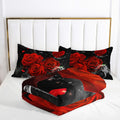 AILONEN 3D Oil Painting Red Rose Comforter Set Twin Size 3 Pieces by Deal US