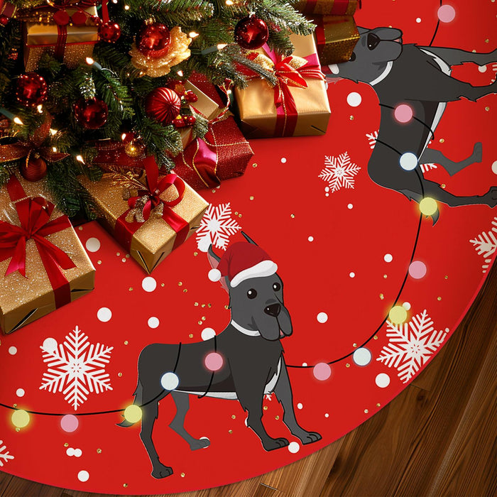 Great Dane Christmas Tree Skirt Red 48 Inch Winter Decoration by Deal US