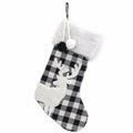 USILAND Christmas Stocking 20in Buffalo Check Pom Pom Faux Fur Black White by Deal US