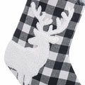 USILAND Christmas Stocking 20in Buffalo Check Pom Pom Faux Fur Black White by Deal US