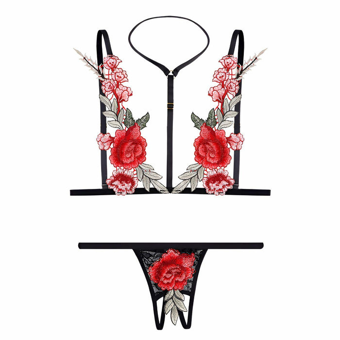 EASYLONGJEE Sexy Flower Lingerie Set 2 Piece Bra and Panty by Deal US
