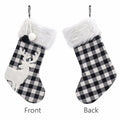 USILAND Christmas Stocking 20in Buffalo Check Pom Pom Faux Fur Black White by Deal US