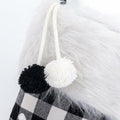 USILAND Christmas Stocking 20in Buffalo Check Pom Pom Faux Fur Black White by Deal US