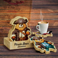 Pirate Bamboo Coasters Set with Holder Rustic Home Decor 6pcs by Deal US