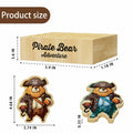 Pirate Bamboo Coasters Set with Holder Rustic Home Decor 6pcs by Deal US