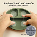 KeaBabies Silicone Suction Toddler Plates Divided 3-Pack Slate BPA-Free by Deal US