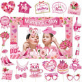 Mothers Day Decorations 23pcs Photo Booth Props Pink Frame Party Supplies by Deal US