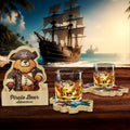 Pirate Bamboo Coasters Set with Holder Rustic Home Decor 6pcs by Deal US