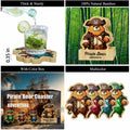 Pirate Bamboo Coasters Set with Holder Rustic Home Decor 6pcs by Deal US