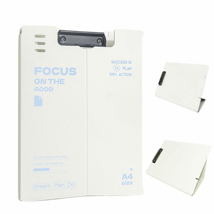 DAIZART Durable Plastic A4 File Folder with Iron Clamp Creamy White by Deal US