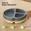 KeaBabies Silicone Suction Toddler Plates Divided 3-Pack Slate BPA-Free by Deal US