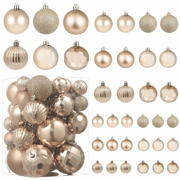 YiYunFloral Christmas Ball Ornaments 36pcs Shatterproof Champagne Xmas Decor by Deal US