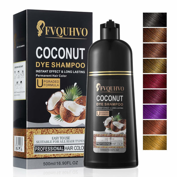BestBy08/26 Hair Dye Shampoo 3-in-1 Coconut Oil Instant Color Cherry Brown by Deal US