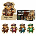 Pirate Bamboo Coasters Set with Holder Rustic Home Decor 6pcs by Deal US