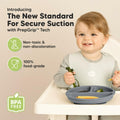 KeaBabies Silicone Suction Toddler Plates Divided 3-Pack Slate BPA-Free by Deal US
