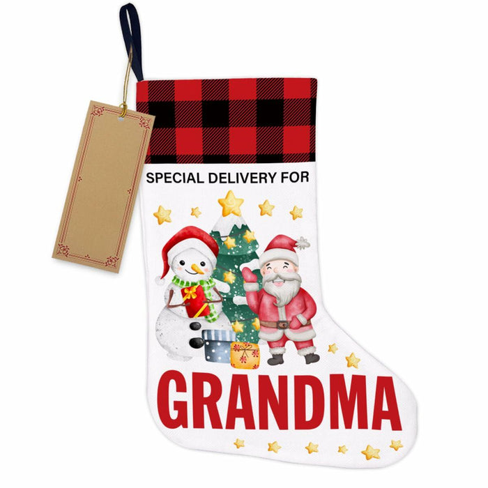 TSUYAWU Grandma Christmas Stocking Snowman Xmas Decoration 18x12 Inch by Deal US