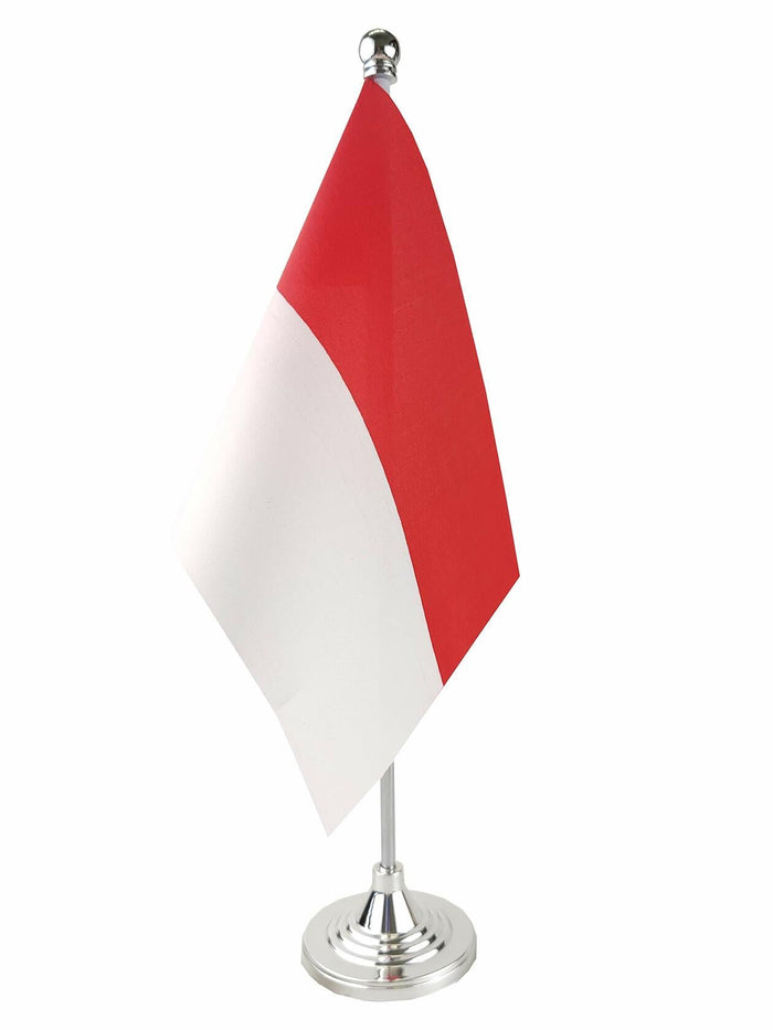 GentleGirl.USA Indonesia Mini Table Flag with Stand Small Stick Red White by Deal US