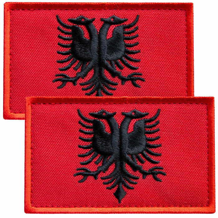 Bluyellow Albania Flag Embroidered Patch 2 Pcs 2x3 Inches Tactical Hook Loop by Deal US