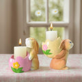AMOYYT Easter Bunny Figurines 3.5in Resin Candle Holder Table Decor 2Pcs by Deal US