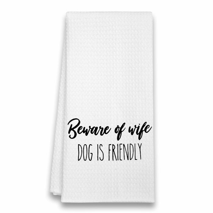 Eronm Waffle Weave Funny Kitchen Towels Beware of Wife Absorbent A10 by Deal US