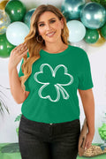 Plus Size St. Patrick's Day Lucky Shamrock Tee Shirt Women Green Size 2XL by Deal US