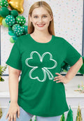 Plus Size St. Patrick's Day Lucky Shamrock Tee Shirt Women Green Size 2XL by Deal US